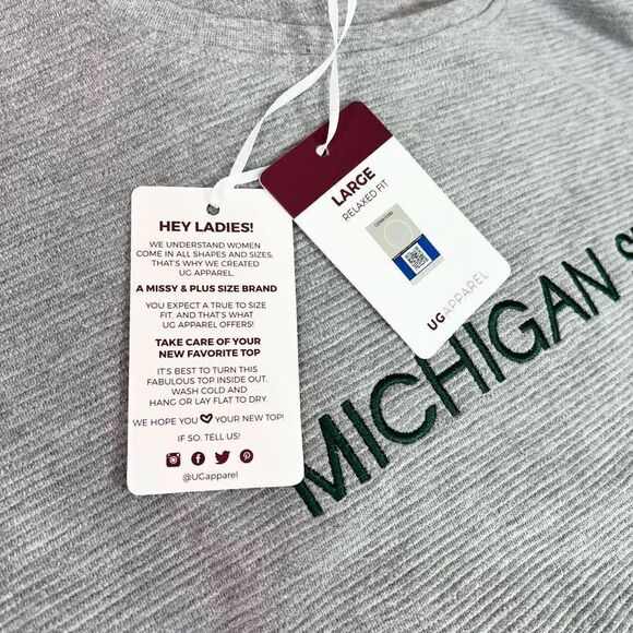 UG Apparel Pullover Michigan State Womens Large Ribbed Long Sleeve NEW Gray - Picture 4 of 11